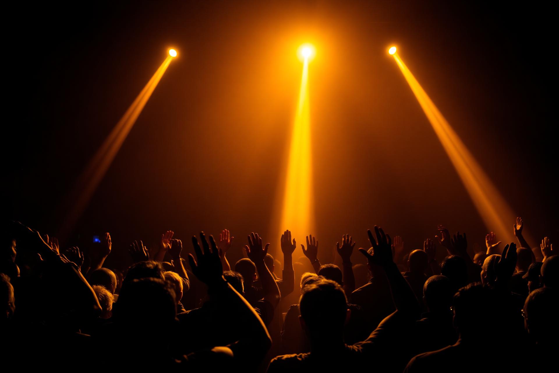 Worshippers with hands raised in praise